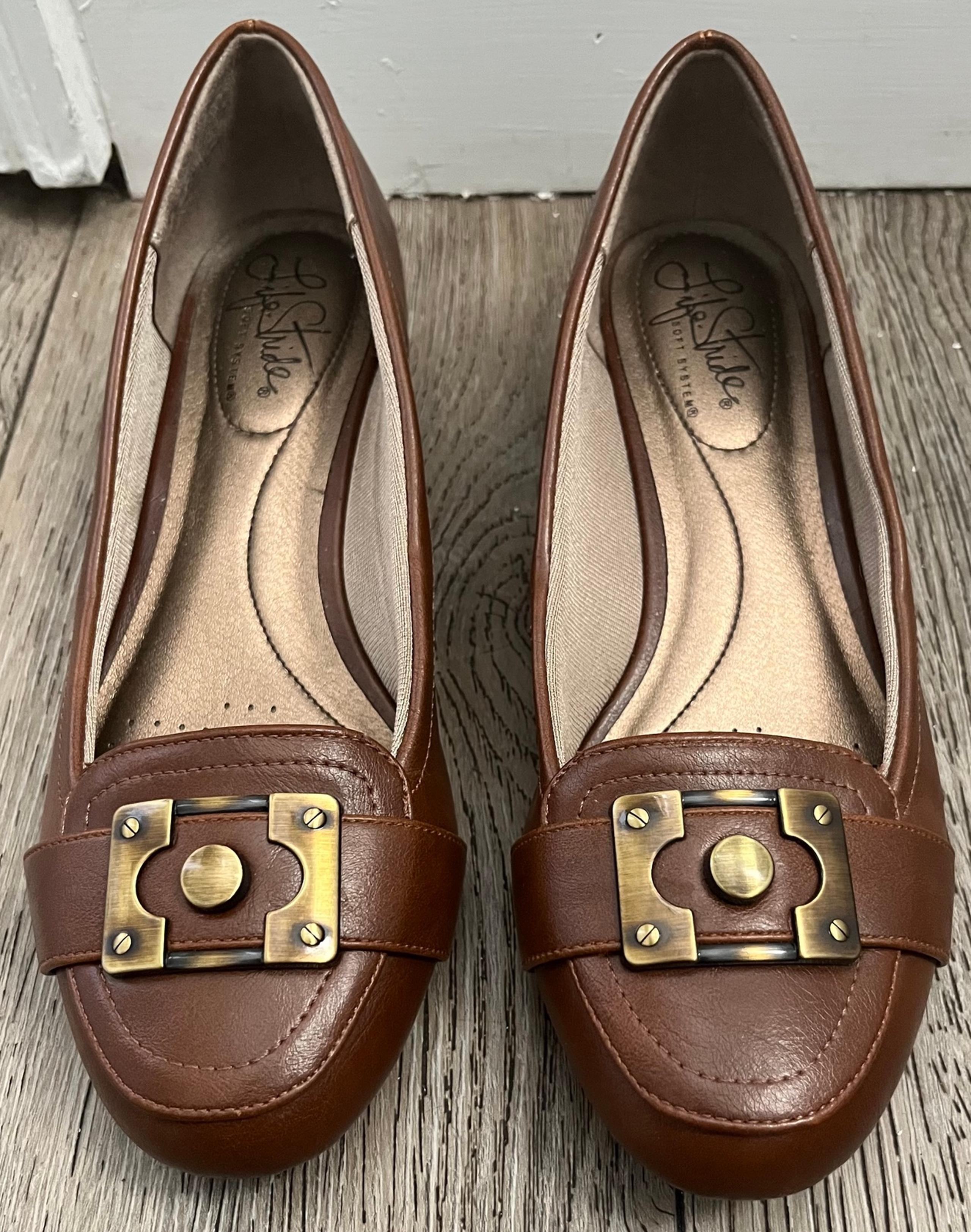 Lifestride Factor Women’s Brown Soft System Flex Slip On Shoes size 6.5