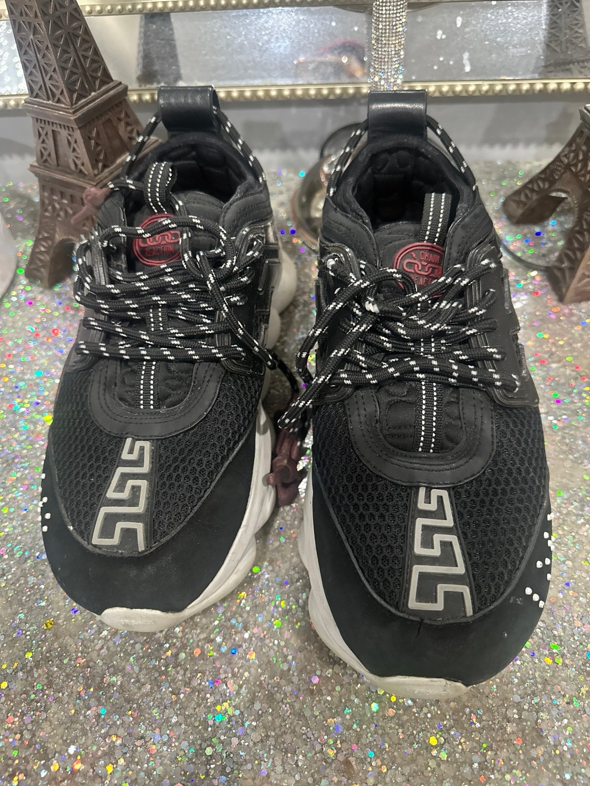 Versace Chain Reaction Black Sneakers Size 40