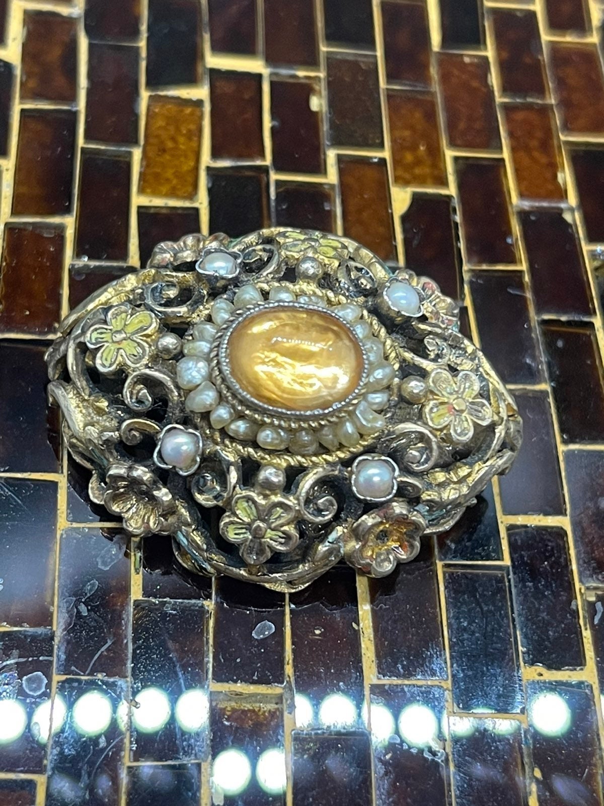 Atq austria hungary gilt sterling brooch
