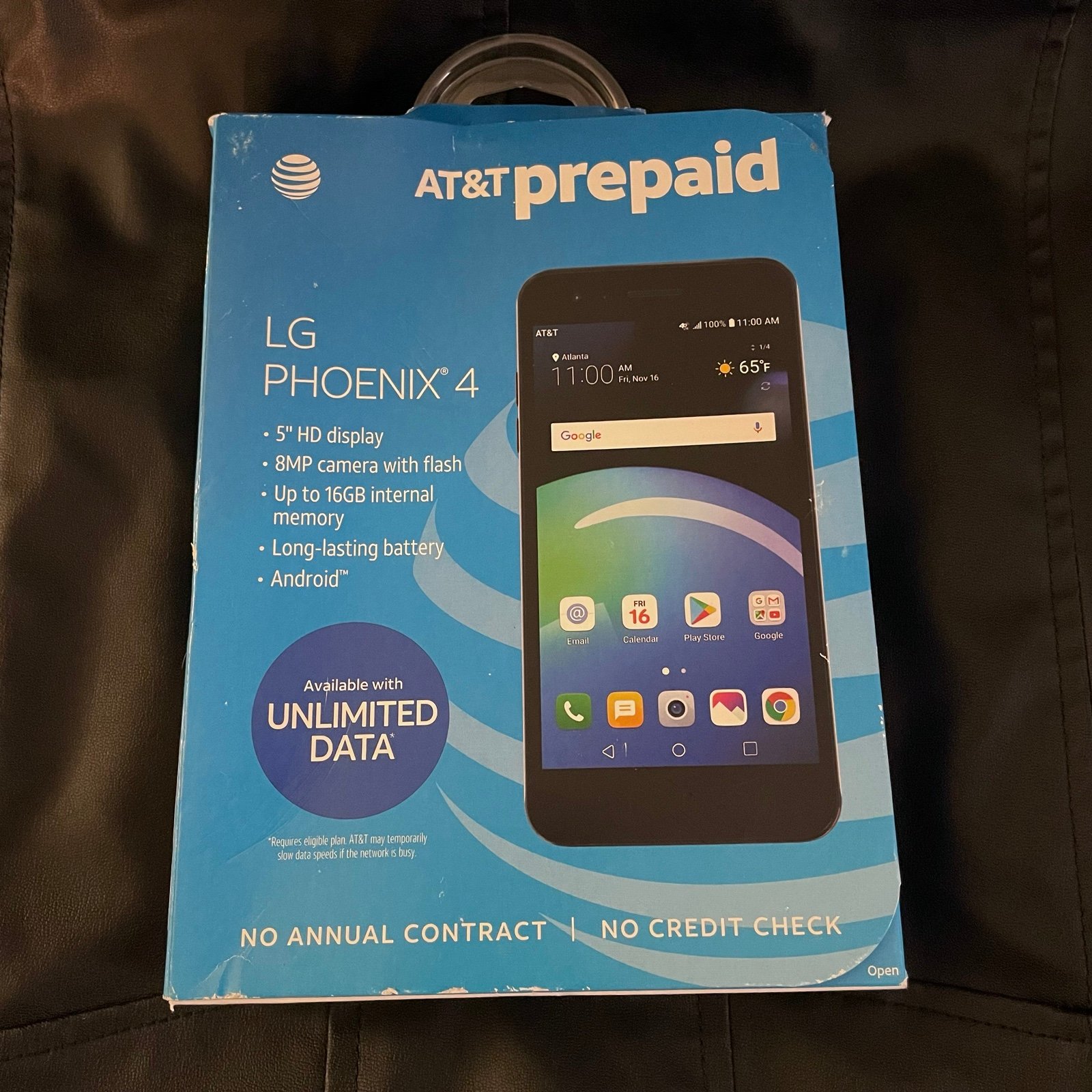 AT&T LG Phoenix 4 prepaid phone new in box 16gb