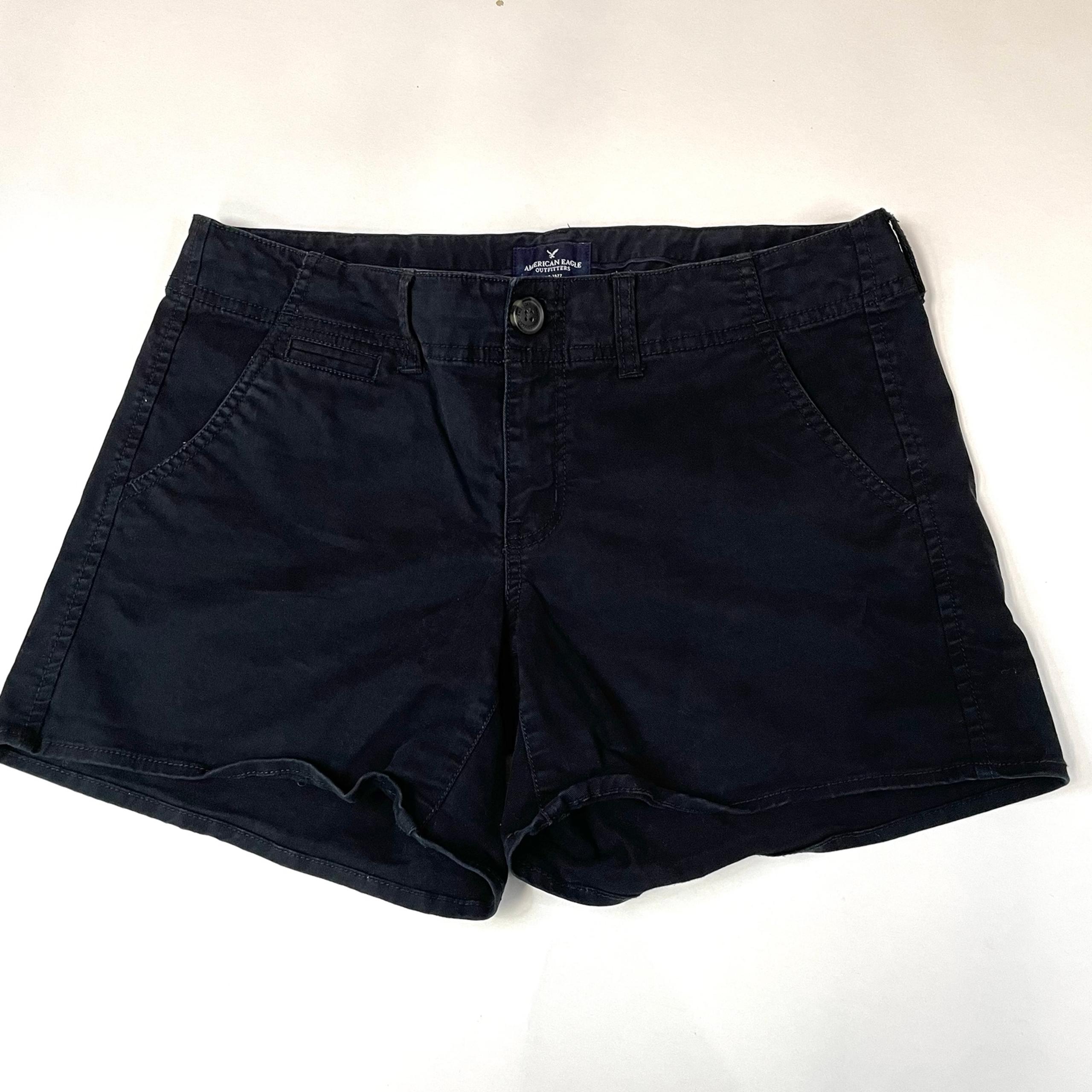 American Eagle Women’s 10 Shortie Shorts Solid Black Chino Stretch #1506