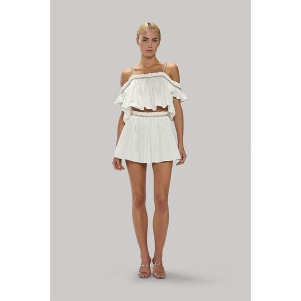 Jasmine Elaine EMBELLISHED OFF SHOULDER TOP & MINI SKIRT Set White size S NWT