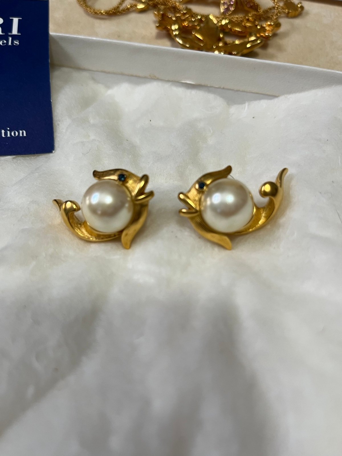 RARE Trifari Fish Earrings Pearl Belly Limited Edition Earrings