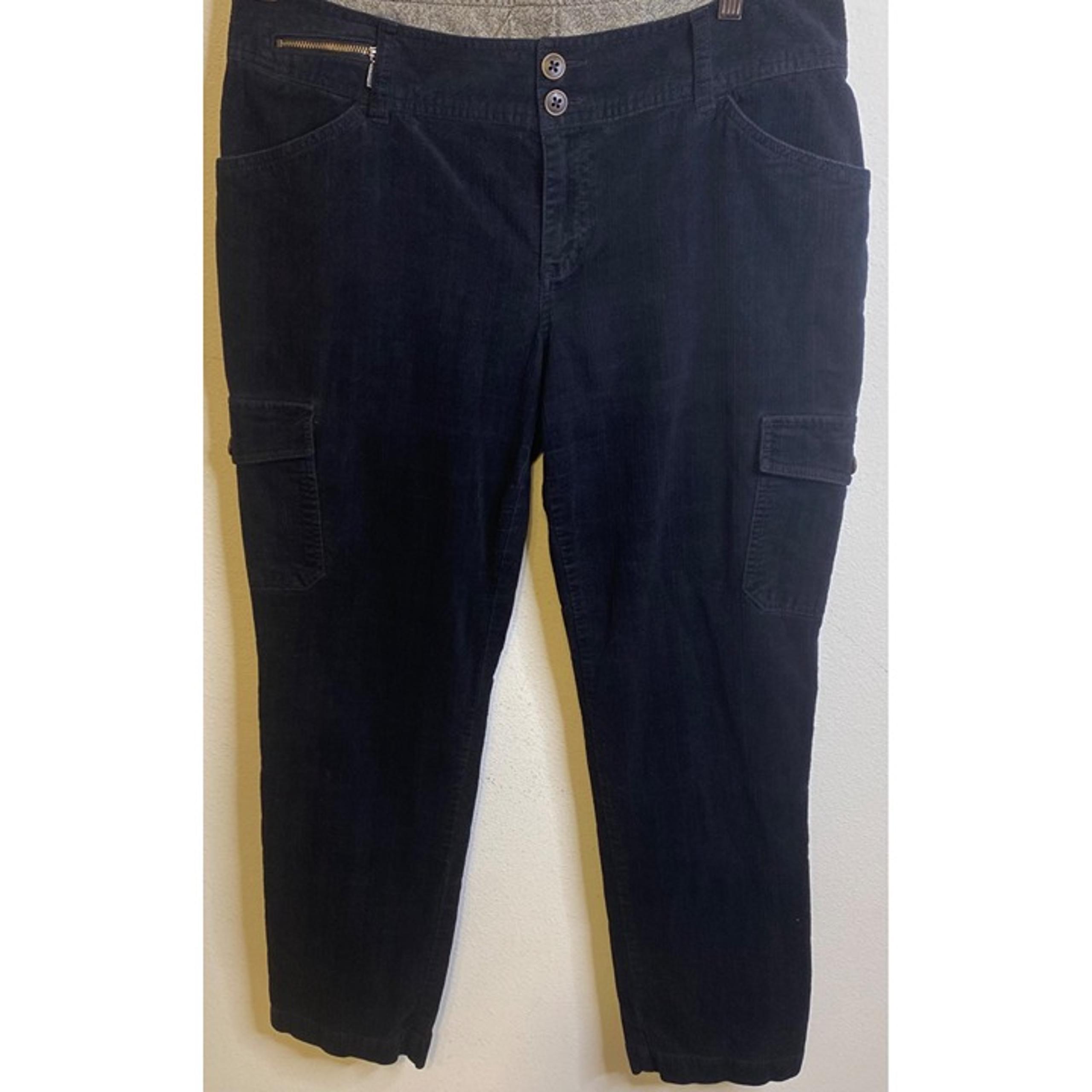 Woolrich Corduroy Pants Size 14 Women Solid Black Cords Stretch Hiking