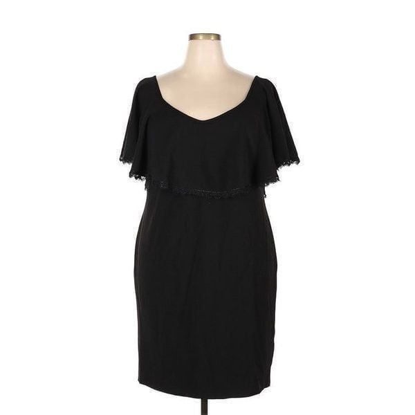 NWT Betsy & Adam off the shoulder flutter sleeve sheath dress Black size 18W