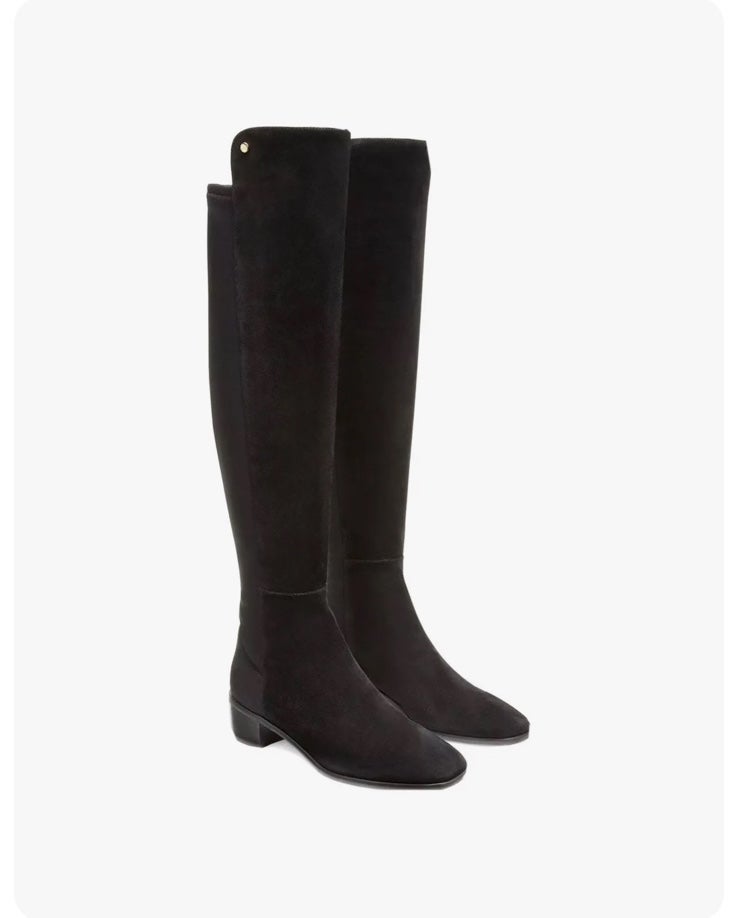 Stuart Weitzman City Block Black Suede Slim Boots Size 8 US NWB New With Box