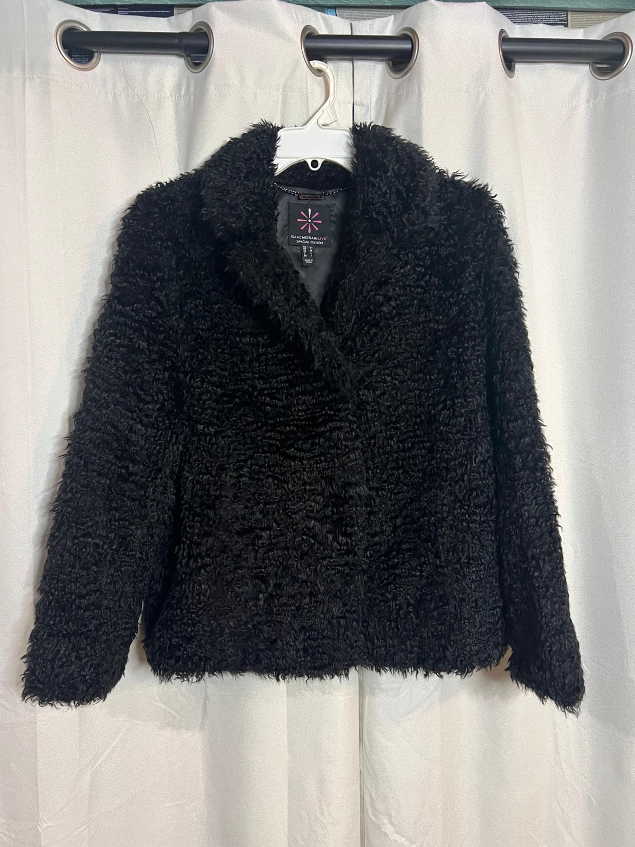 Isaac mizrahi black faux fur jacket Medium