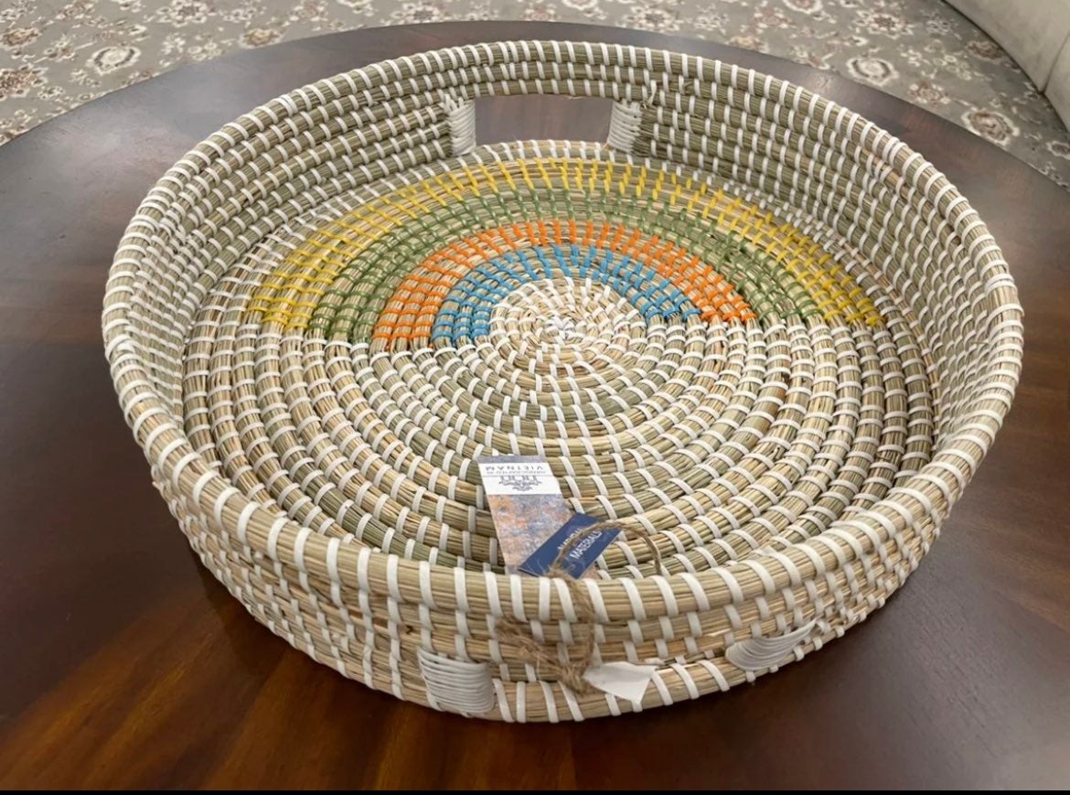 Large Wicker Rainbow Serving Tray