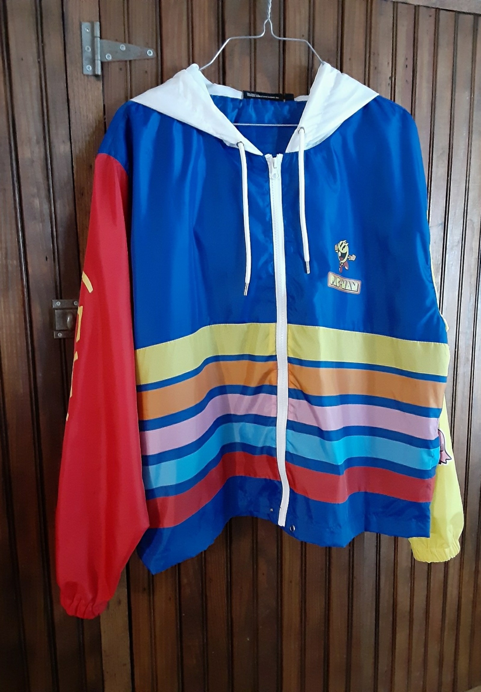 cheap wholesale BANDAI Zip Full Pattern Rainbow WINDBREAKER PAC-MAN Women cheap wholesale BANDAI Zip Full Pattern Rainbow WINDBREAKER PAC-MAN Women