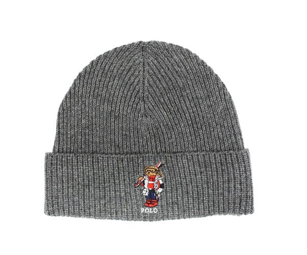 NWT Polo Ralph Lauren Beanie Skull Hat POLO BEAR EDITION Wool Blend Charcoal