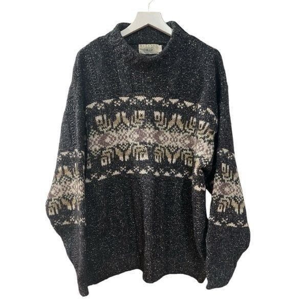 Vintage Blarney Woollen Mills Black Mock Neck Sweater Size: L