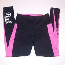 Victoria Secret PINK Leggings Small High Waist Black Pink Logo Ultimate Inseam 2