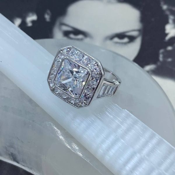 AAA Grade CZ Rhodium Brass Ring Size 9