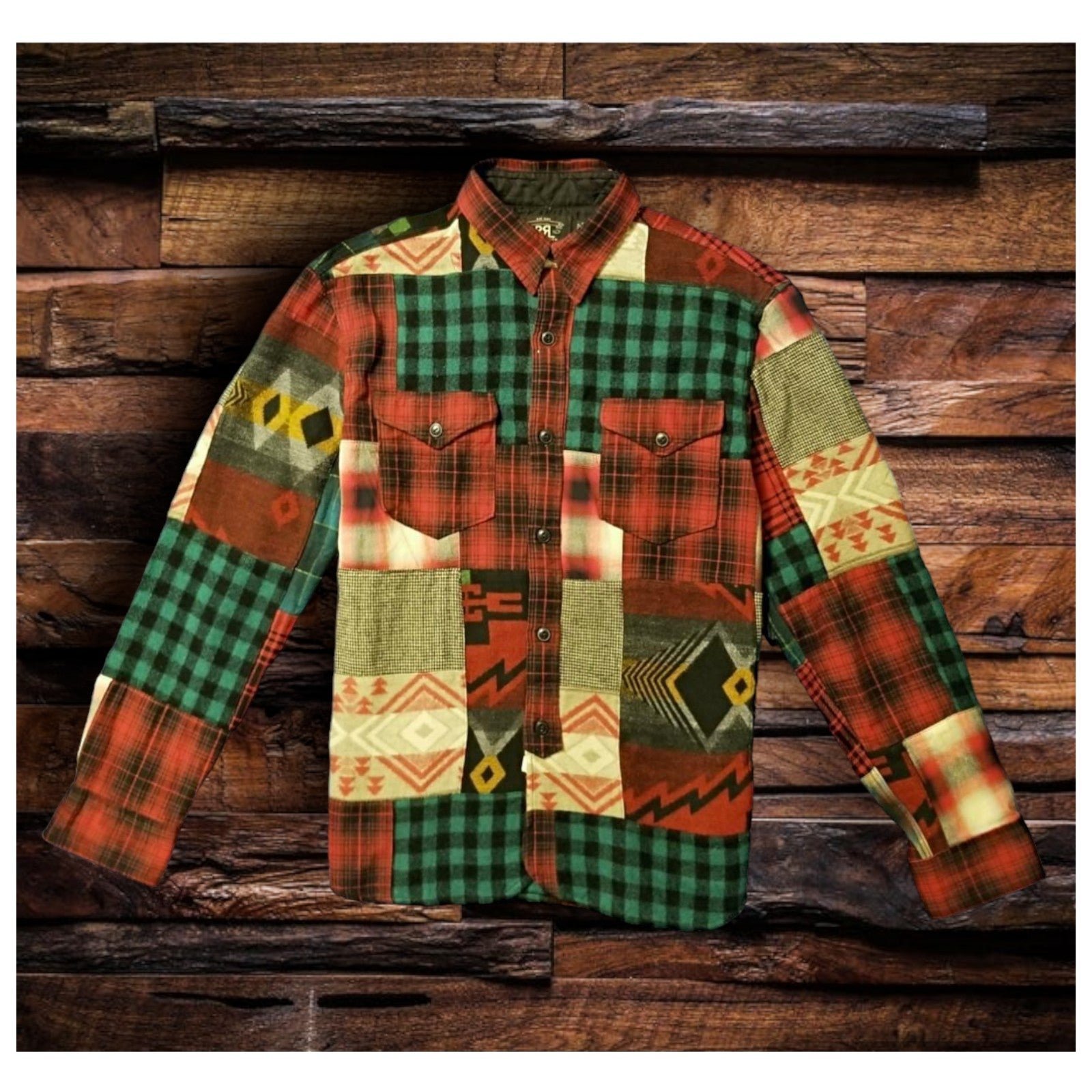 ☆☆DOUBLE RL RALPH LAUREN RRL☆☆100% WOOL PATCHWORK SHIRT- MEN'S SIZE MEDIUM