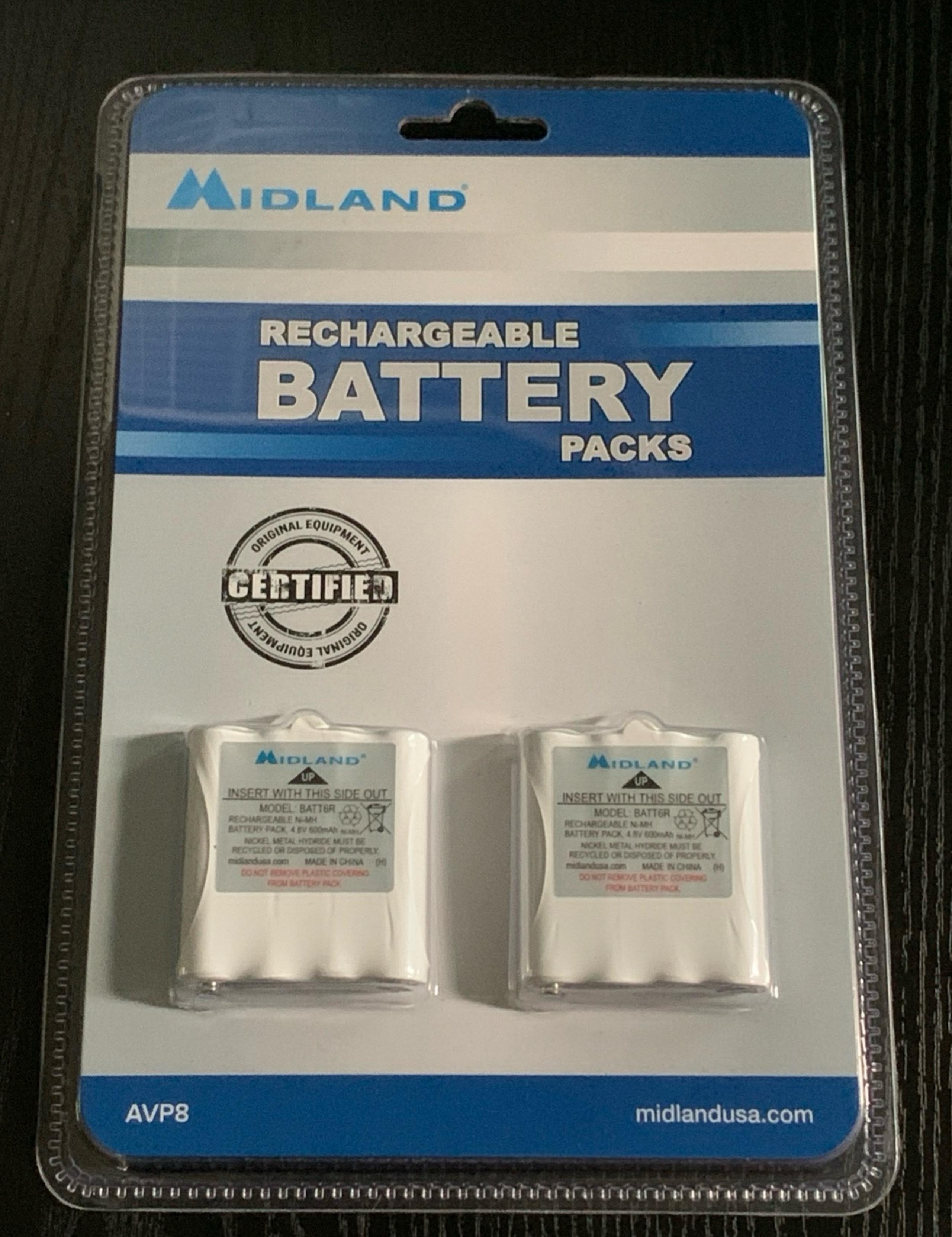 Midland Rechargeable Battery Packs OEM AVP8 Model BATT6R Brand New Sealed