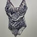 Tommy Bahama Women's Blue White Paisley Sleeveless One Piece Swimsuit Size 10