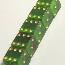 Old green apple translucent bakelite 1/2 set 5 dice 050523@