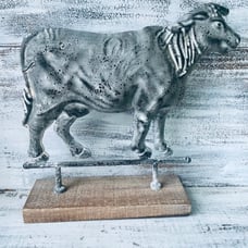Metal Cow on Stand New