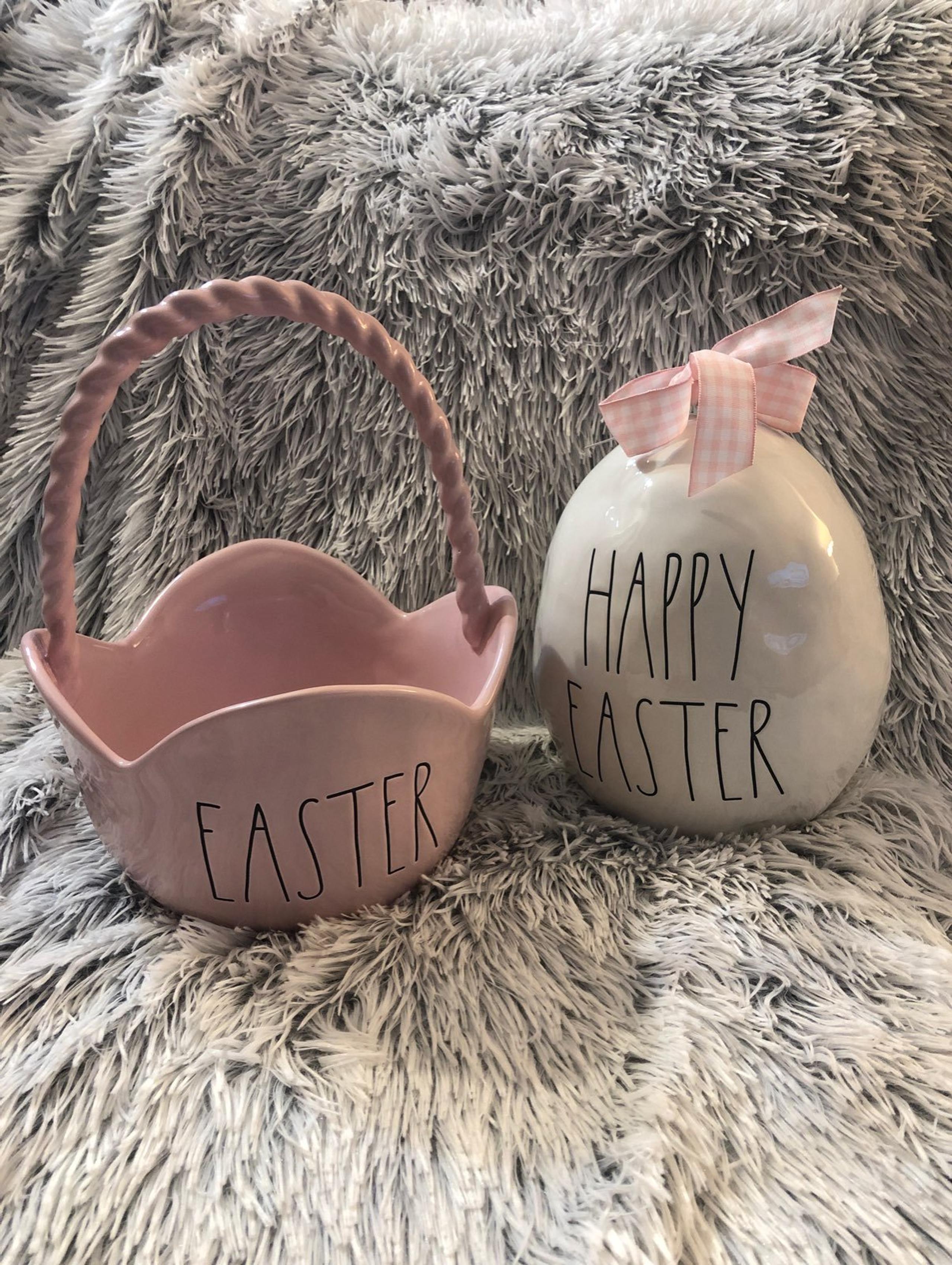 Rae Dunn Pink Easter Basket and Egg