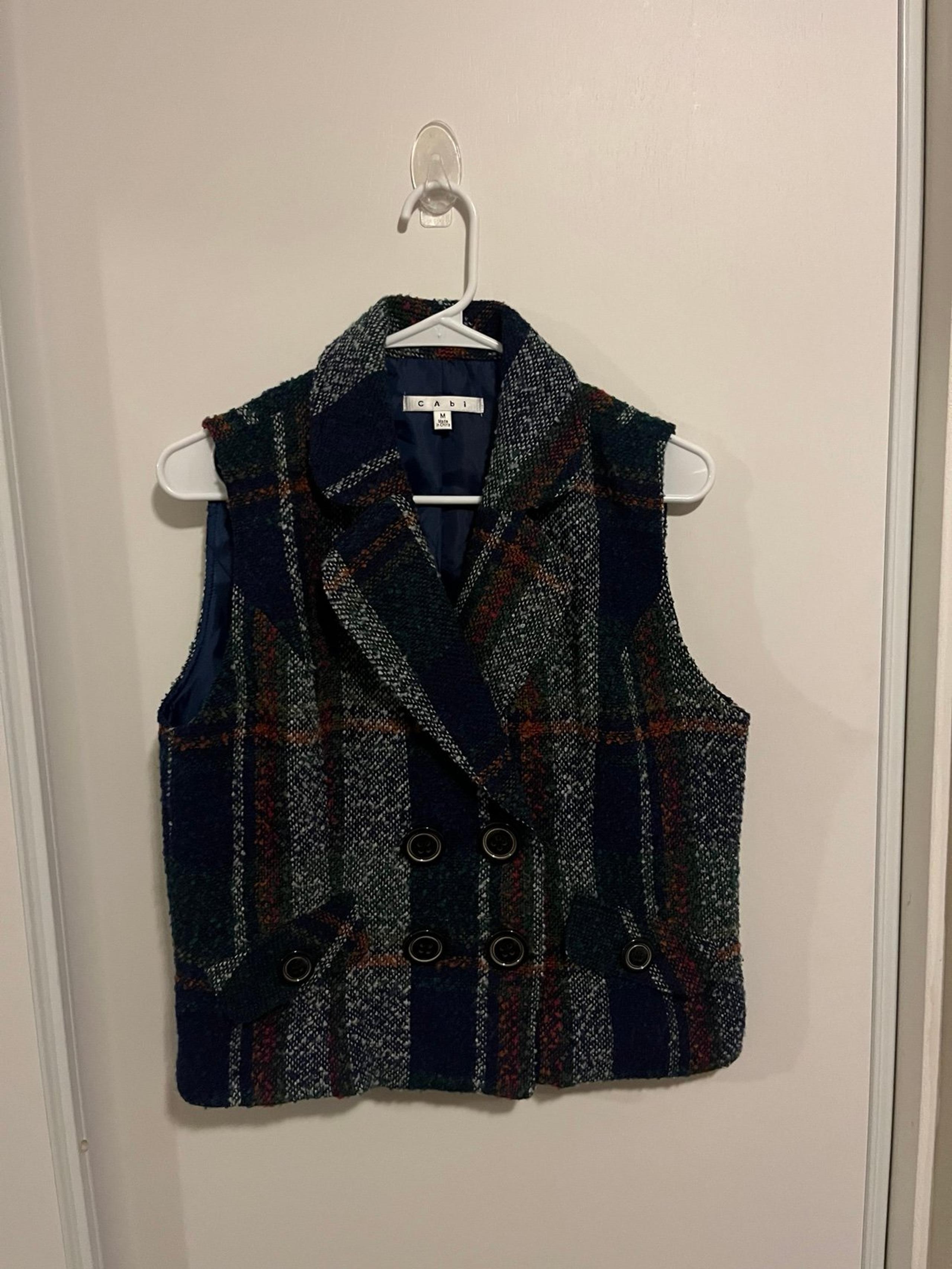 Cabi 908 Vest Womens M Tweed Wool Blend Double Breasted English Country