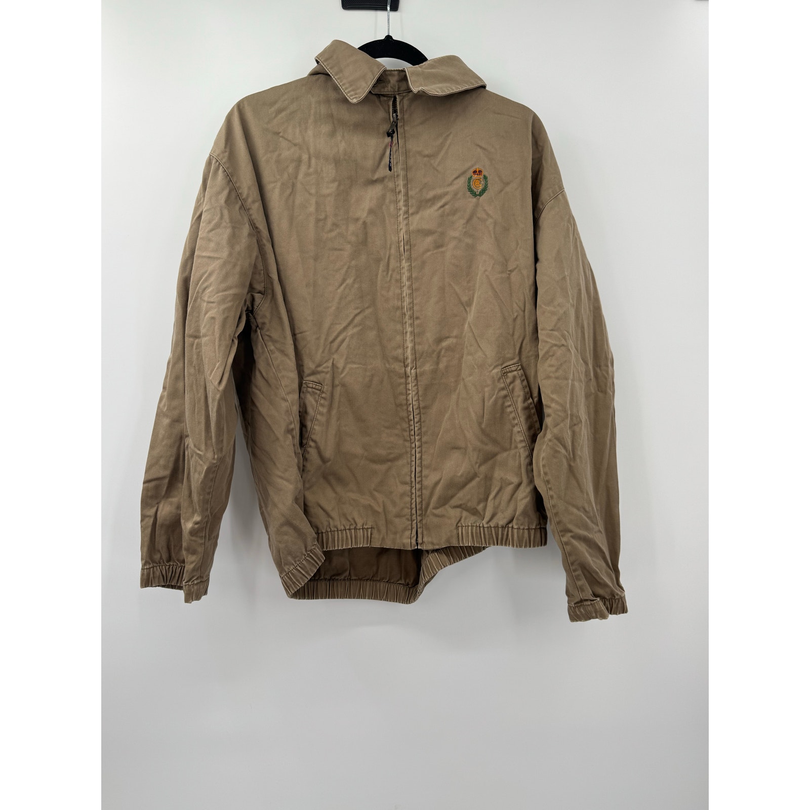 Chaps Ralph Lauren Vintage Jacket Men's Large 100% Cotton Tan Khaki Preppy Style