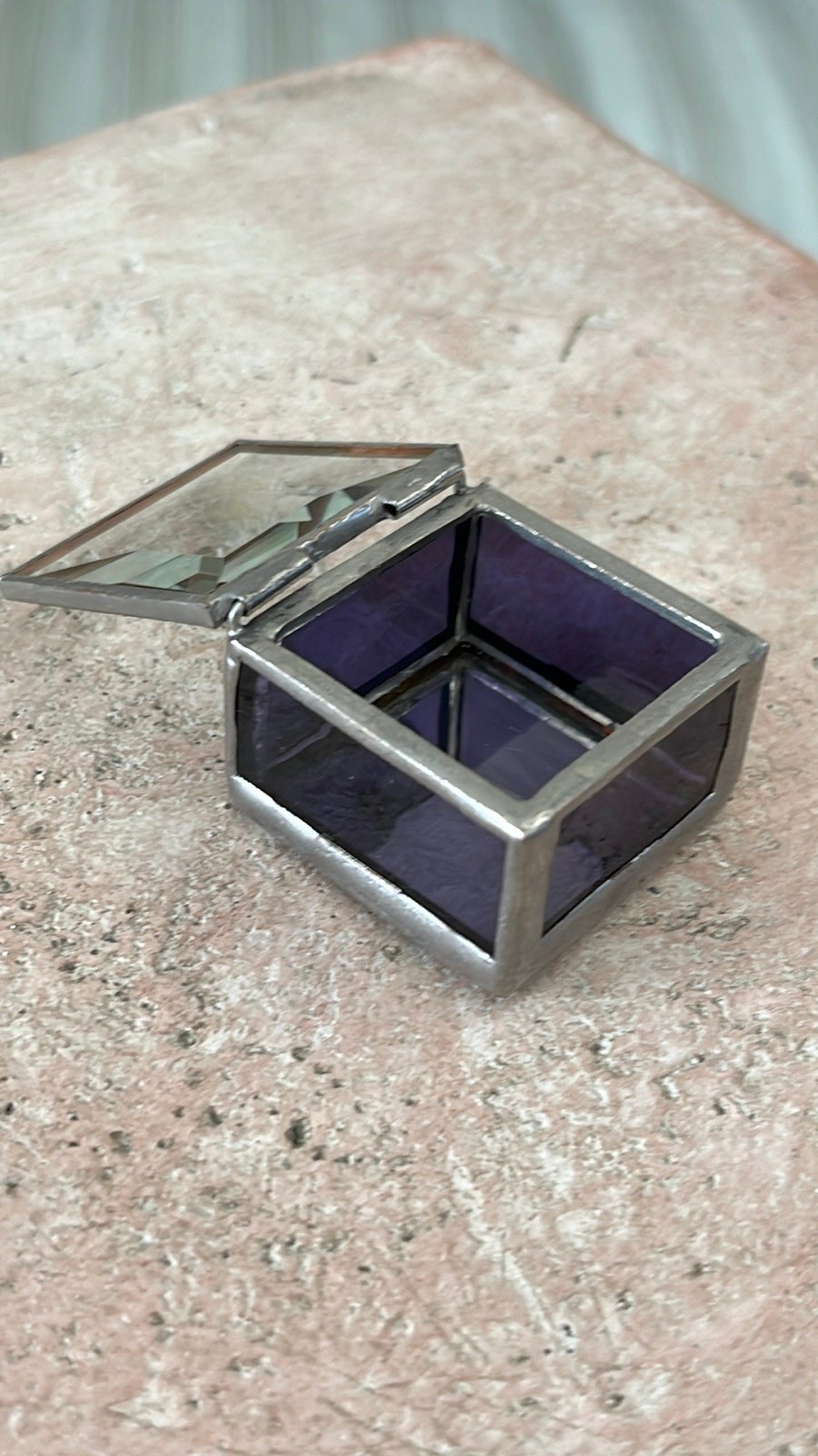Handmade lead and glass trinket box - NWOT