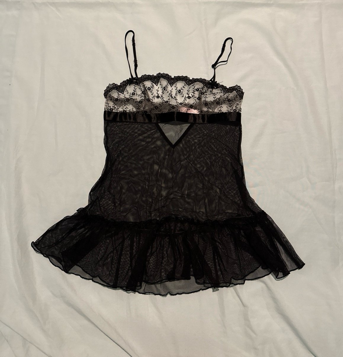 Victoria’s Secret Black Lace Floral Babydoll Nightie Sized Small
