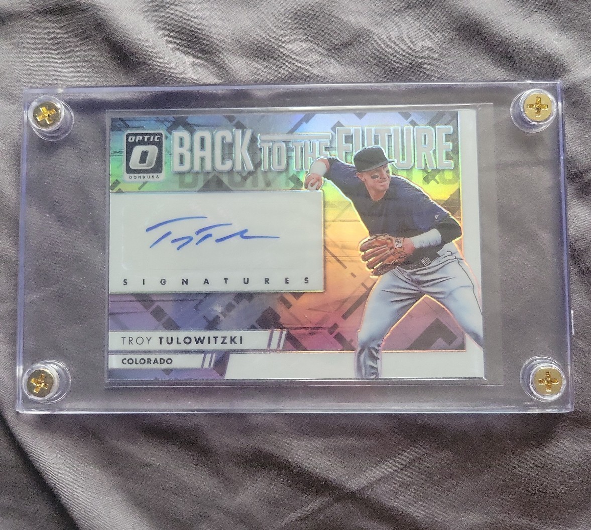 2016 Troy Tulowitzki Panini AUTO Donruss Optic Back To The Future Card #BTFTT
