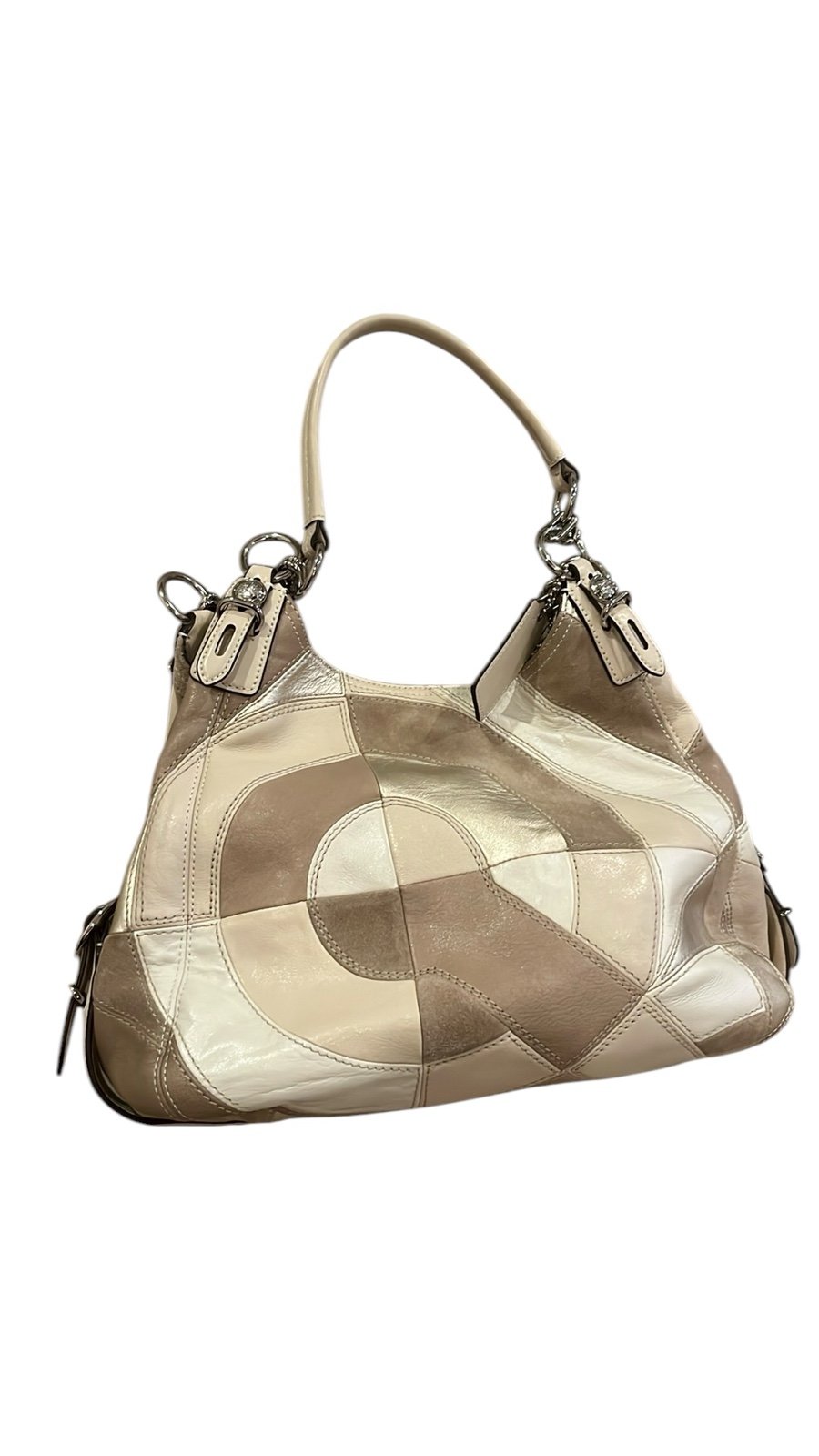 Coach Vintage Mia Maggie Inlaid Patchwork Leather Beige Tan Handbag New NWOT