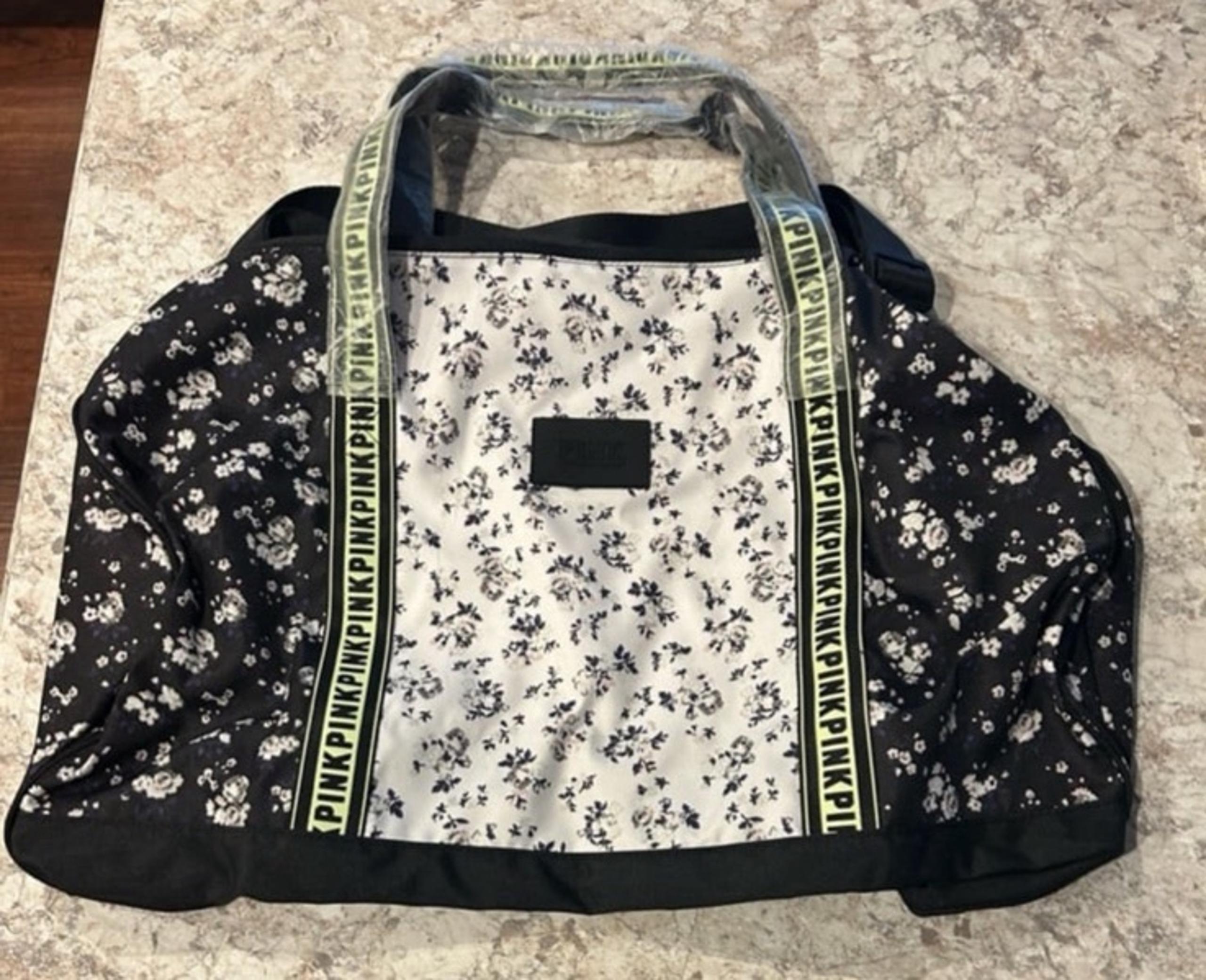 VS PINK Floral Zipper Messenger Shoulder Overnight Handbag XL NWOT