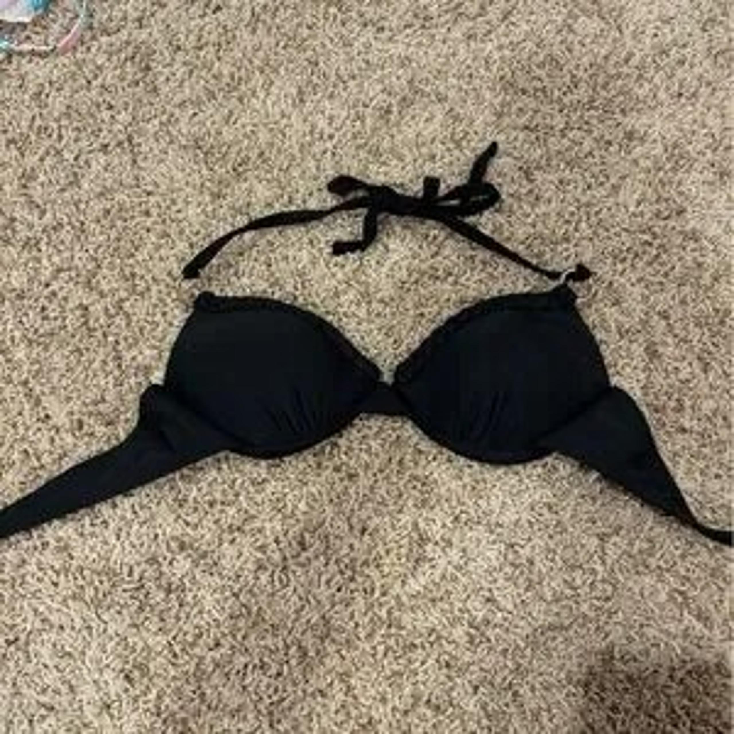 Xhiliration Cute braided top swimsuit bikini top - black - size medium