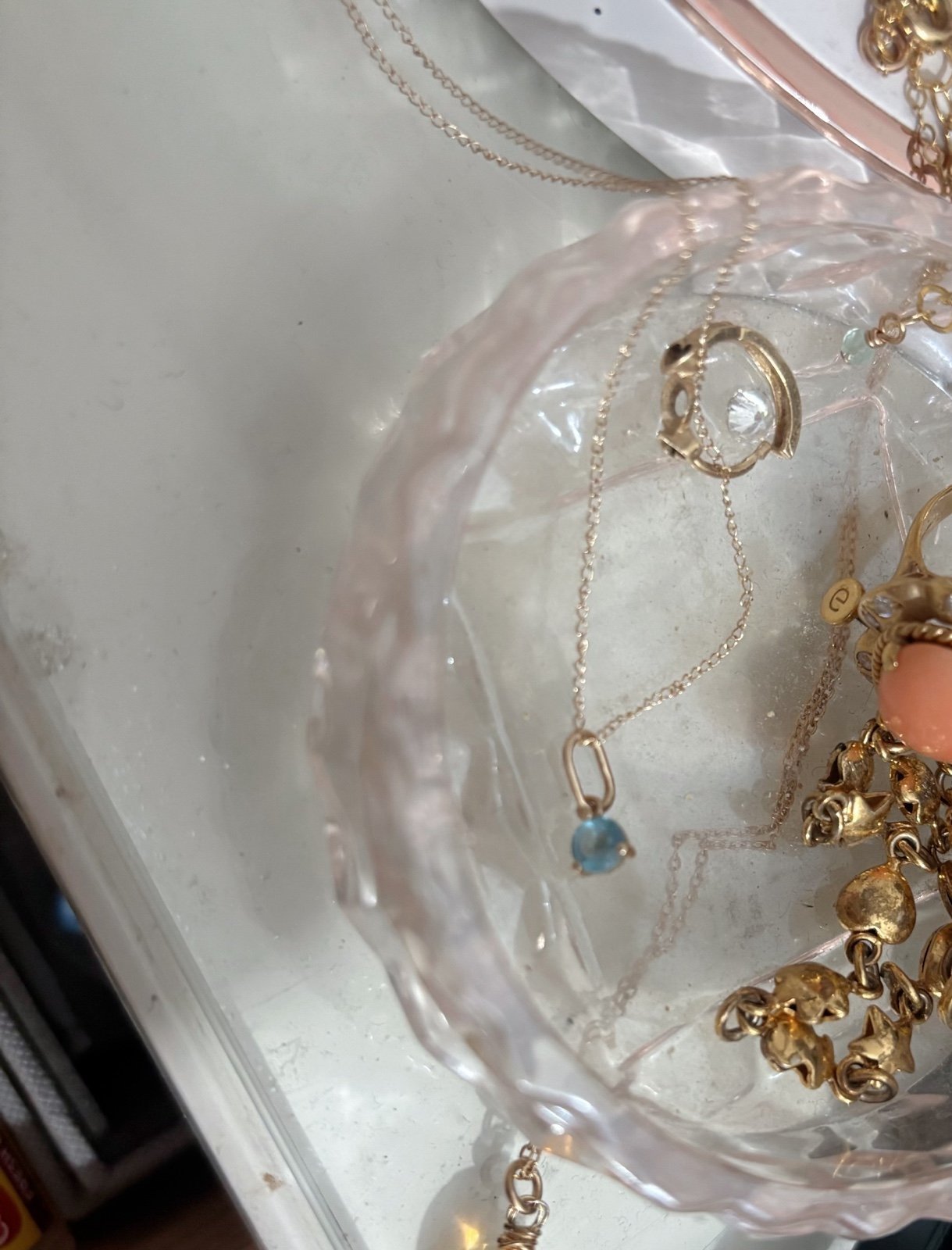 14k gold and topaz dainty necklace