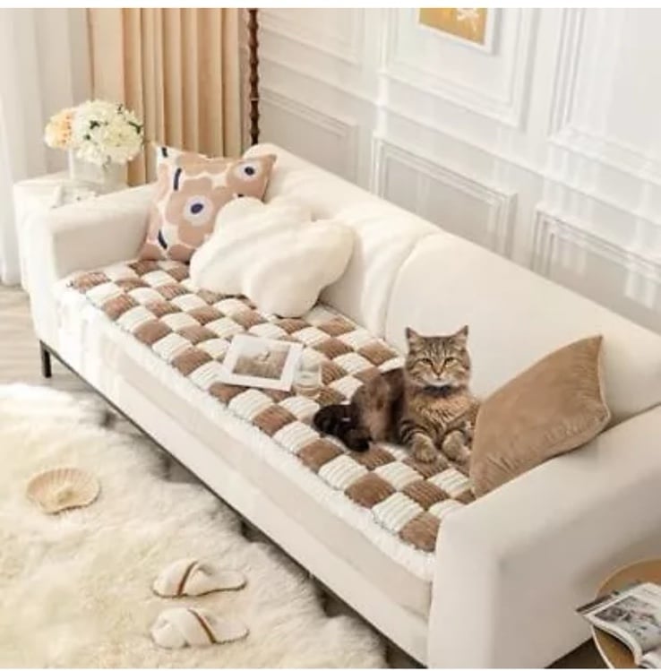 Couch Cover for Dogs Washable, Funny Fuzzy Pet Couch 27*70.9 Dark Brown NEW