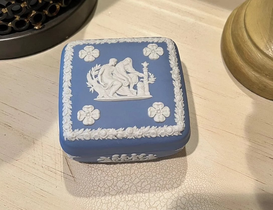Vintage Wedgwood Blue Jasperwear Lidded Trinket Box