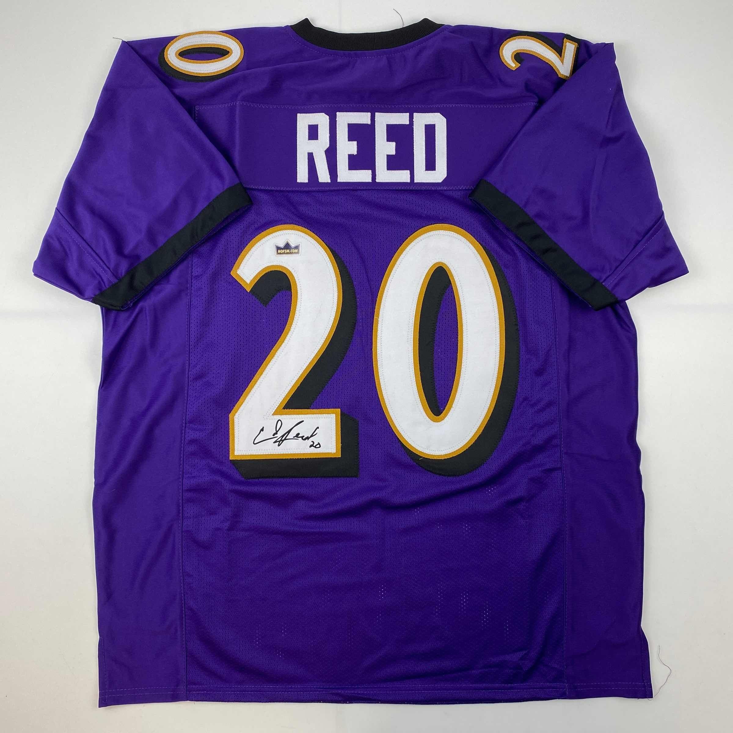 Facsimile Autographed Ed Reed Baltimore Purple Auto Jersey Size Men's XL