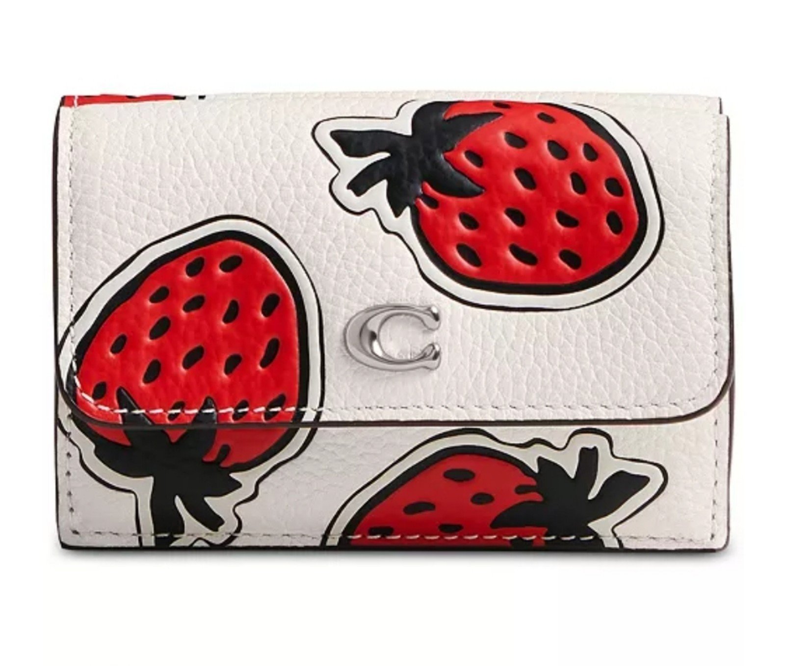Coach Essential Mini Trifold Wallet With Strawberry Print
