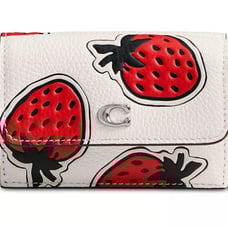 Coach Essential Mini Trifold Wallet With Strawberry Print