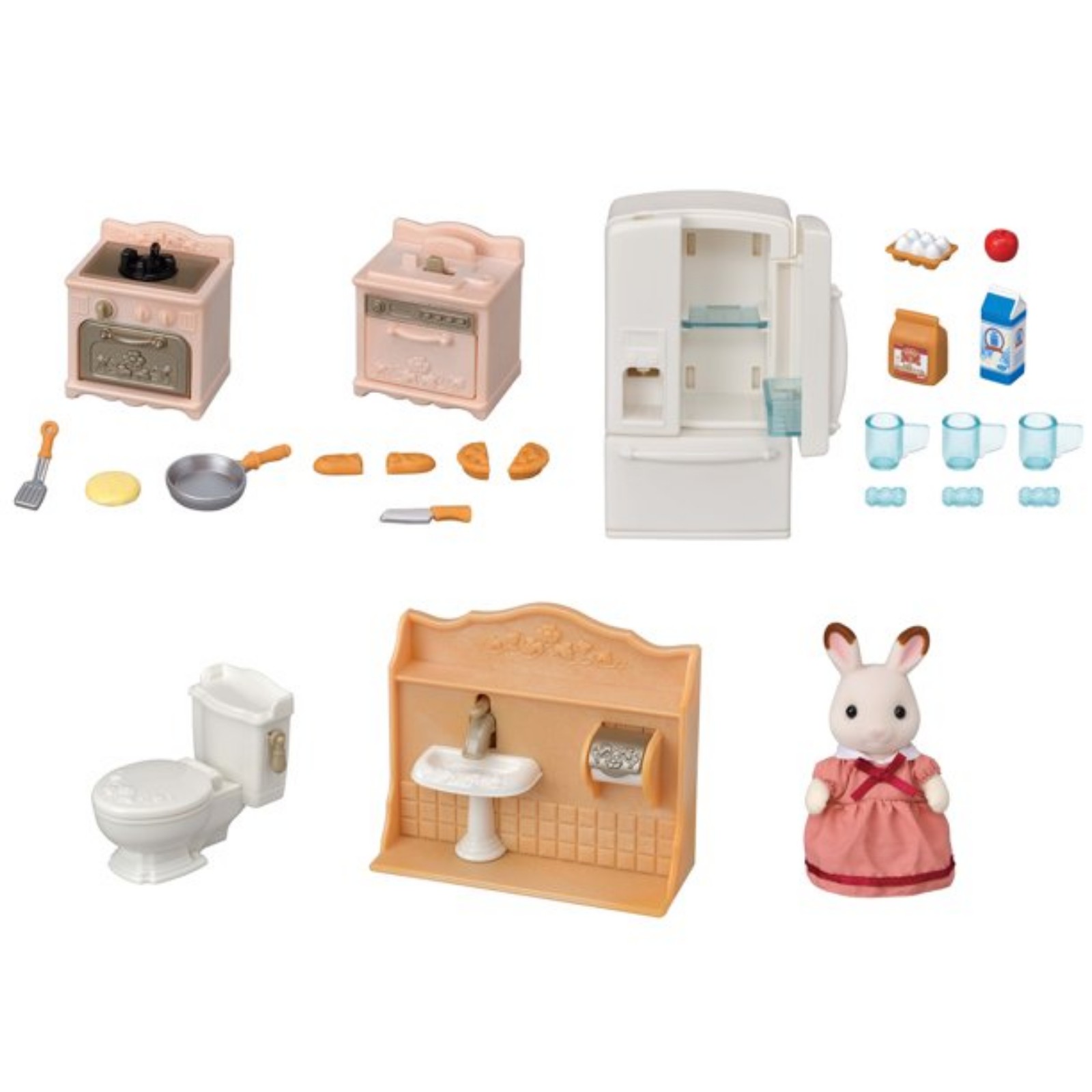 Playful Starter Furniture Set, Dollhouse Furniture Set with Figure and Working