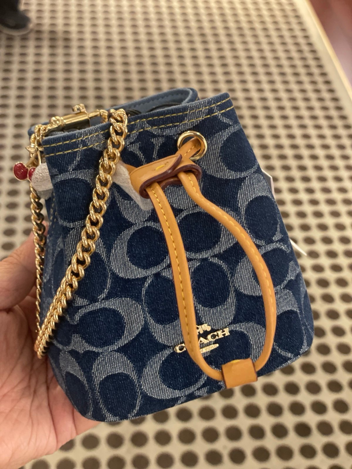 Coach CZ031 Drawstring Wristlet In Signature Denim