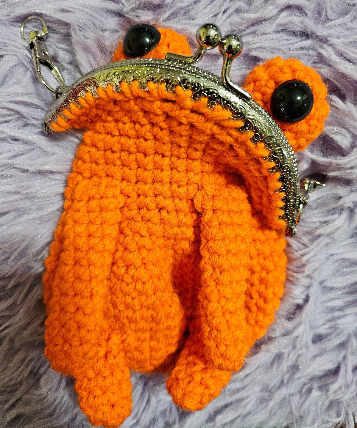 Handmade Crochet Frog Coin Purse (Orange)