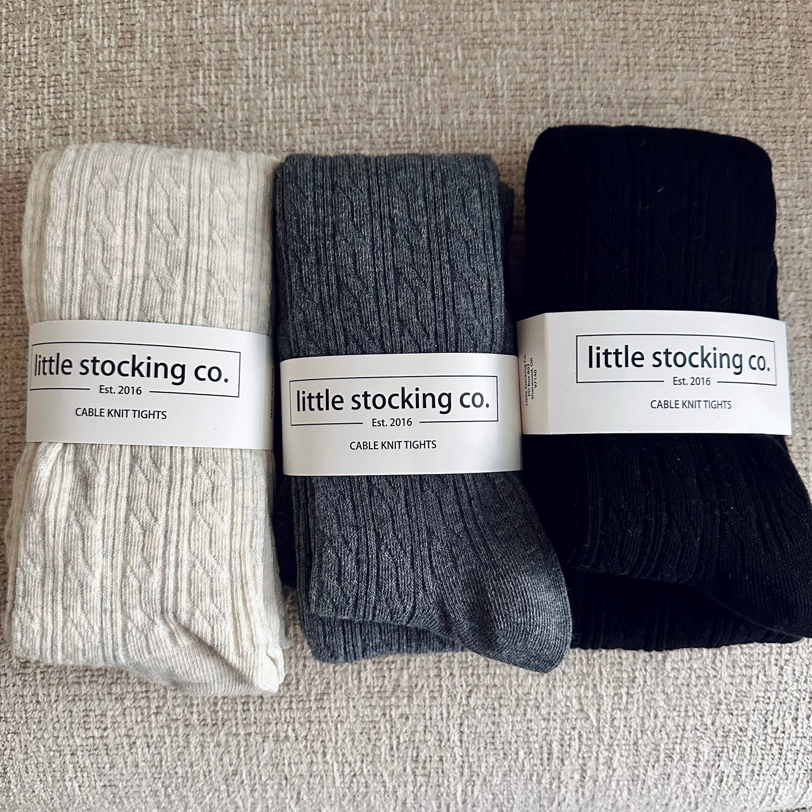 Little Stocking Co Cable Knit Tights Bundle - Girls Size 7-8 NEW
