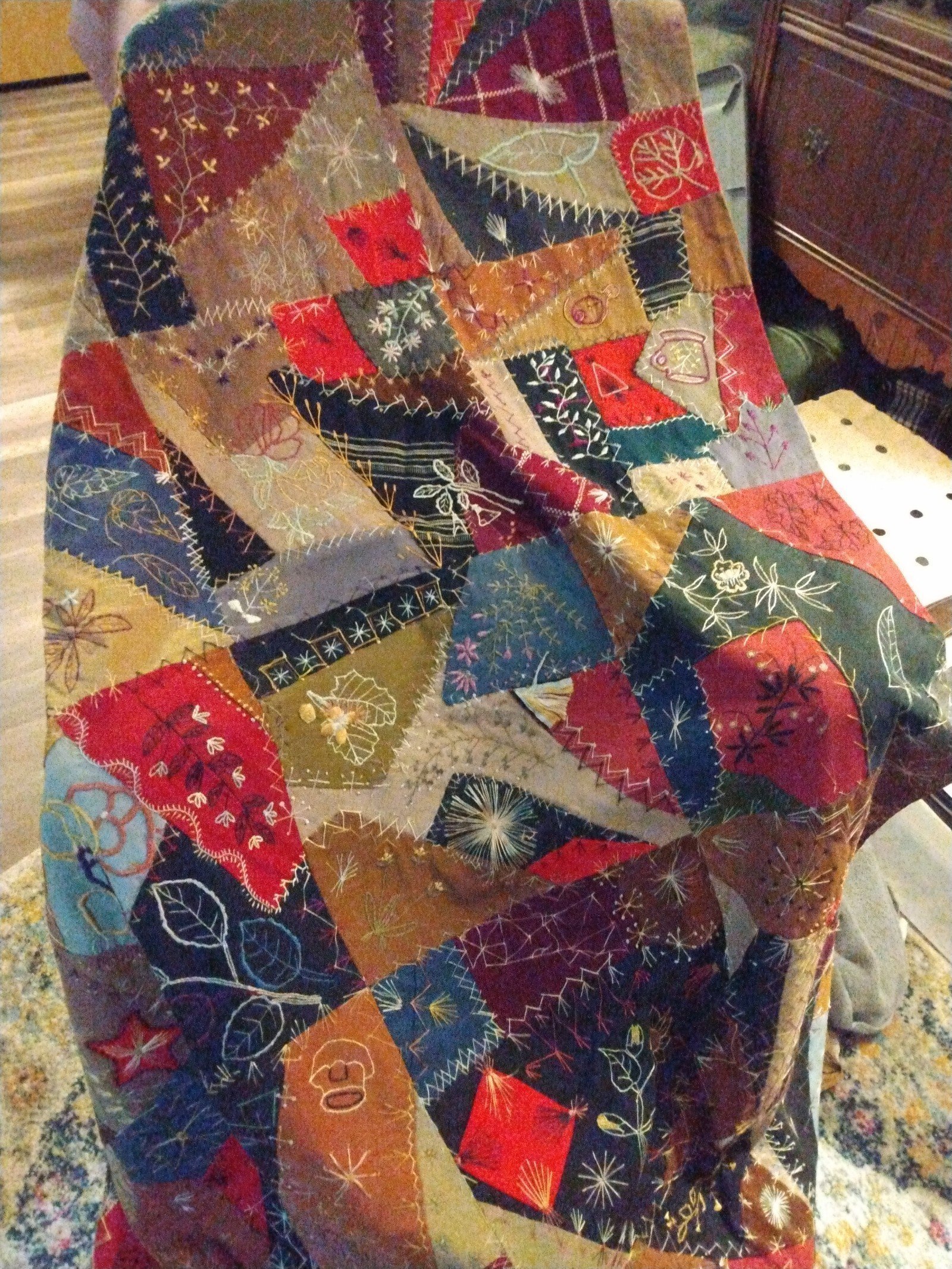 Antique crazy patch quilt
