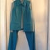 Teal leather suit with pants and jacket