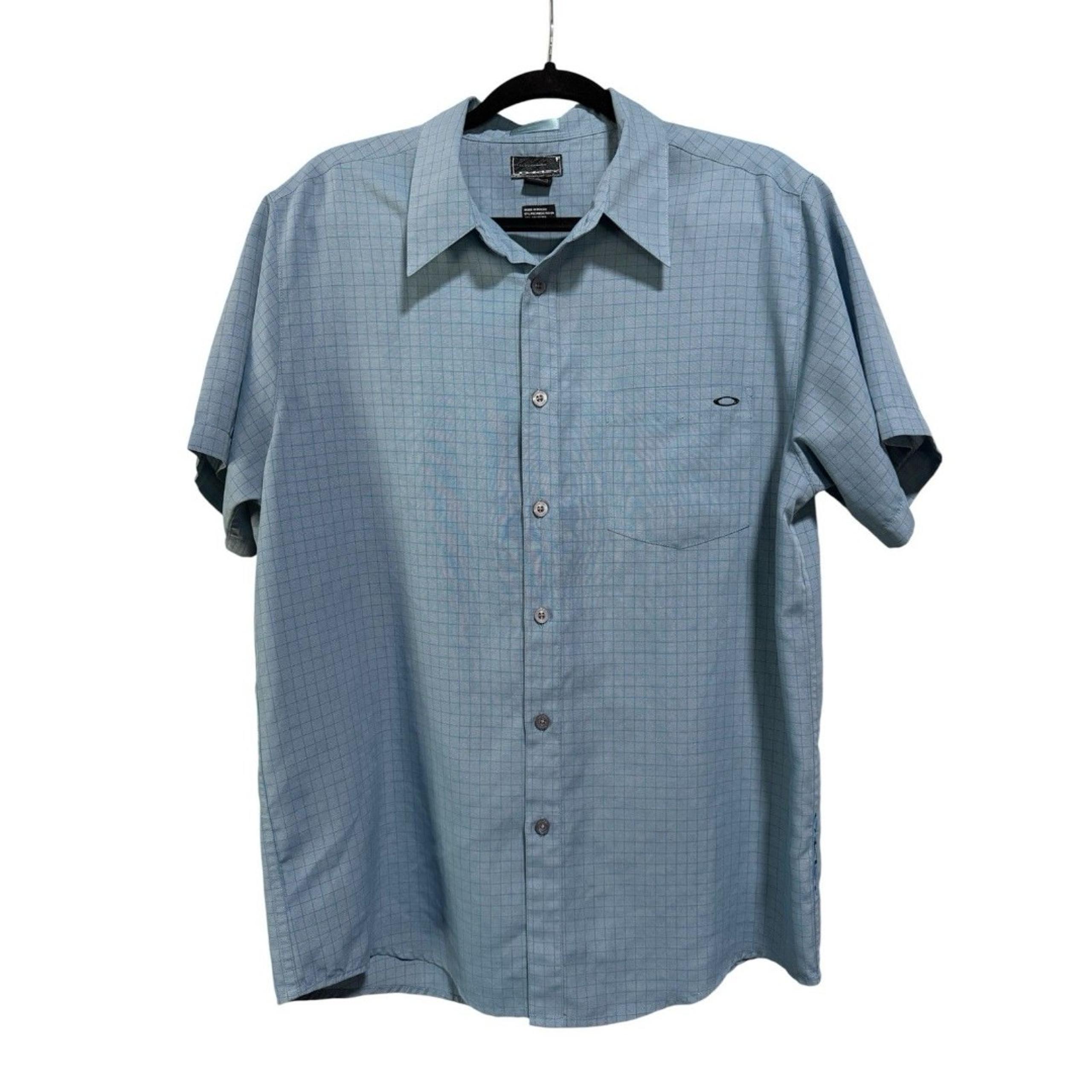 Oakley Men’s Blue Short Sleeve Button-Up Shirt Size L Excellent Condition