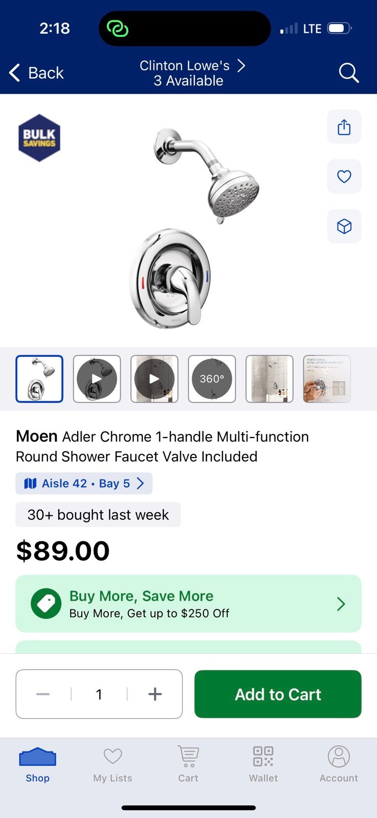 Moen shower kit NEW IN BOX