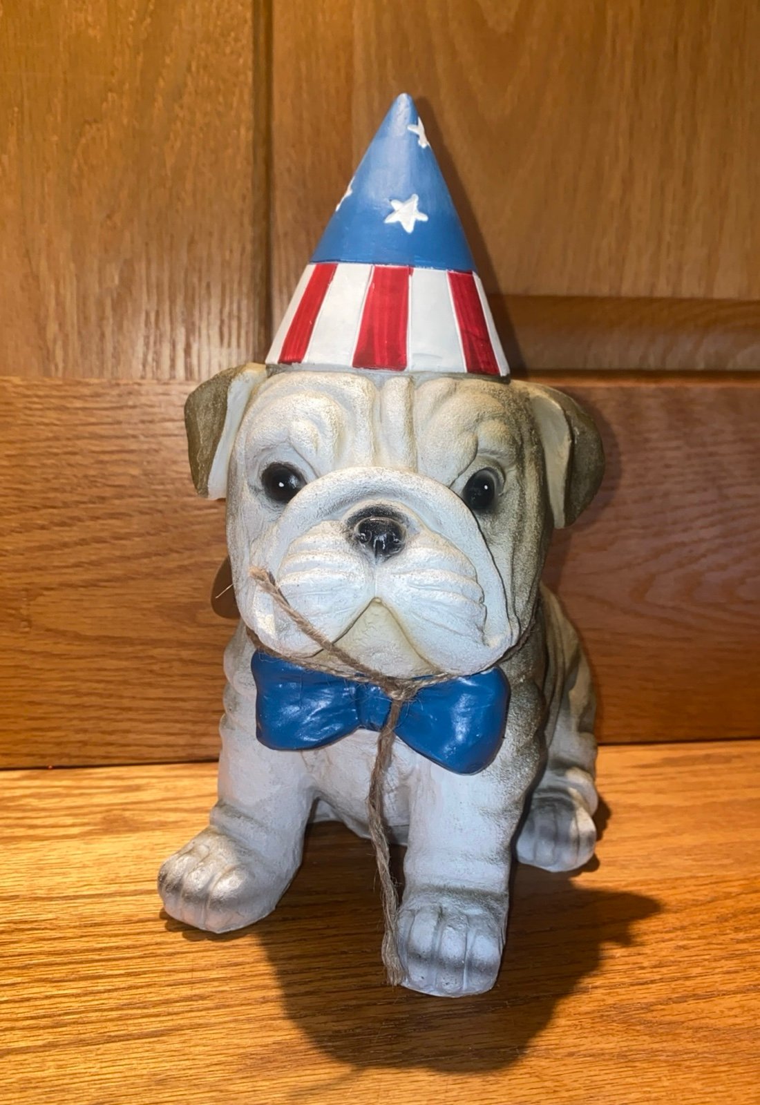 Bull Dog Puppy Patriotic Statue 4 of July American Hat. New