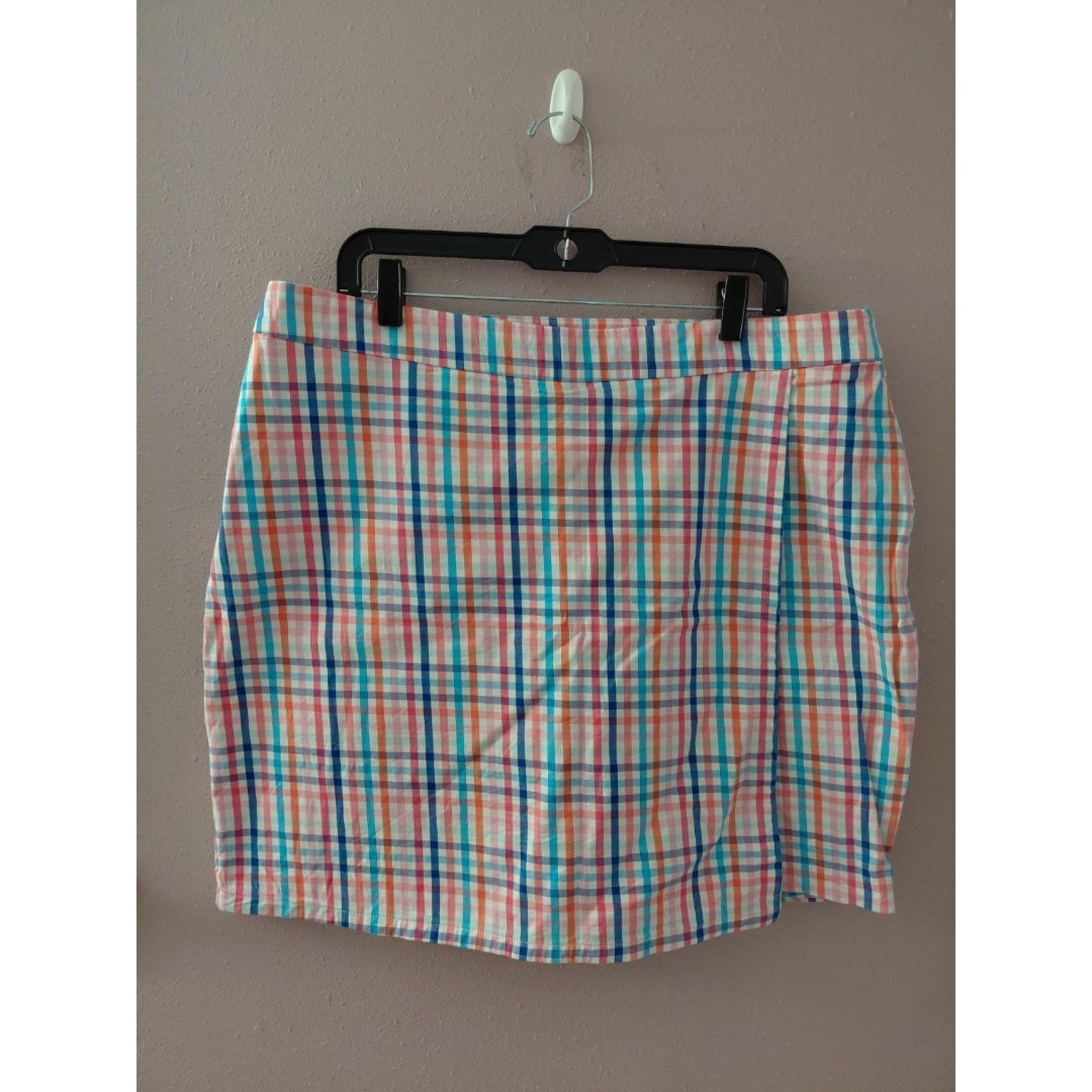 Talbots Skort Women Plus 16W Plaid Colorful Cotton Spandex Blend Skirt Shorts