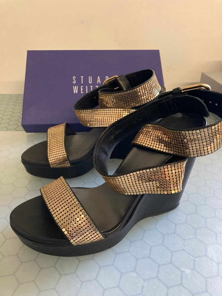 Stuart Weitzman Metalmania Leather Wedge