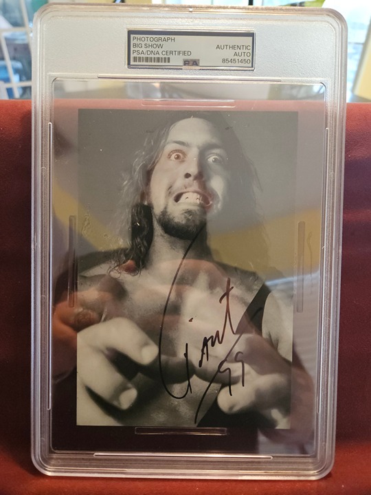 BIG SHOW GIANT INSCRIBED 99 WWE WWF HAND SIGNED PHOTO AUTOGRAPH PSA