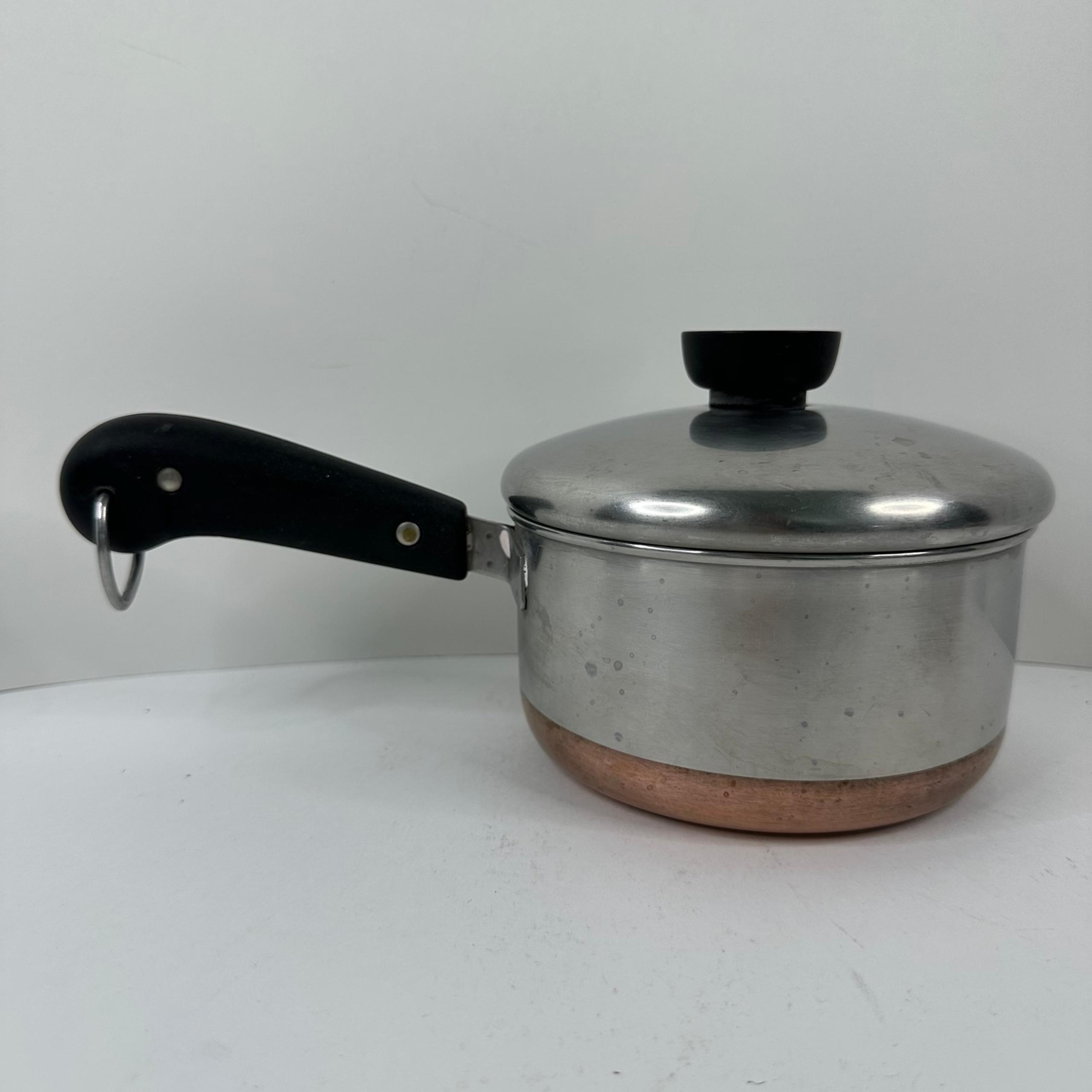 Vintage Revere Ware 1 Quart Stainless Steel Saucepan Copper Bottom with Lid